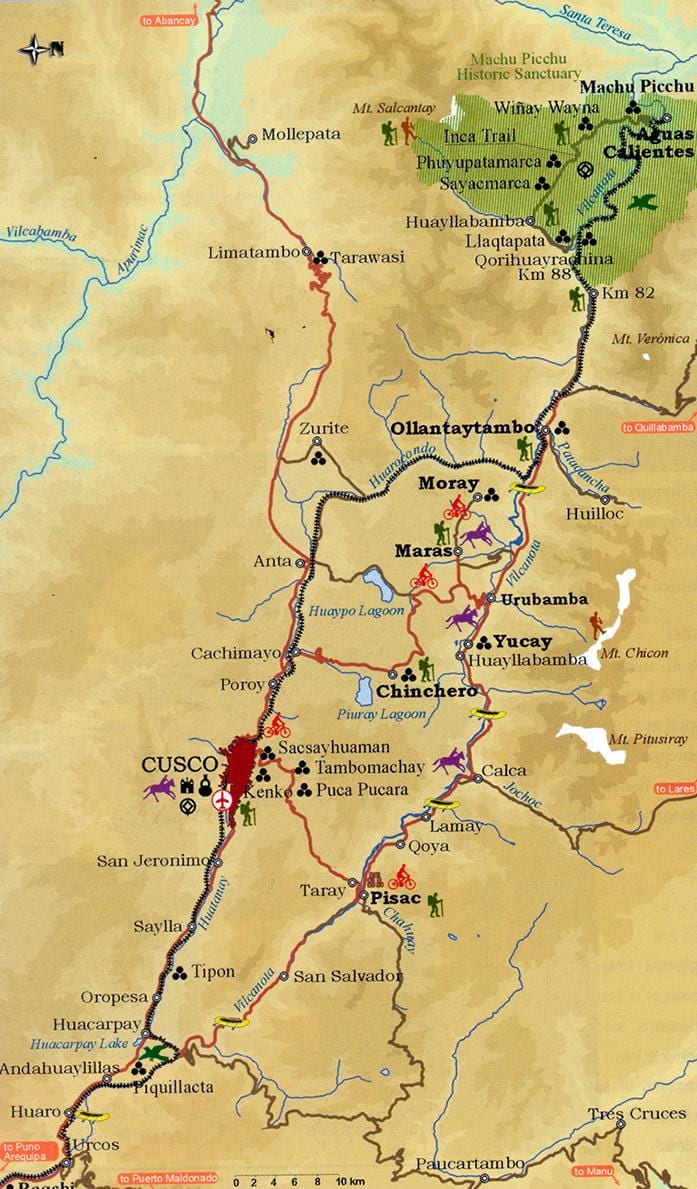 ਨਕਸ਼ਾ ਦੇ ਪਵਿੱਤਰ ਵਾਦੀ cusco ਪੇਰੂ