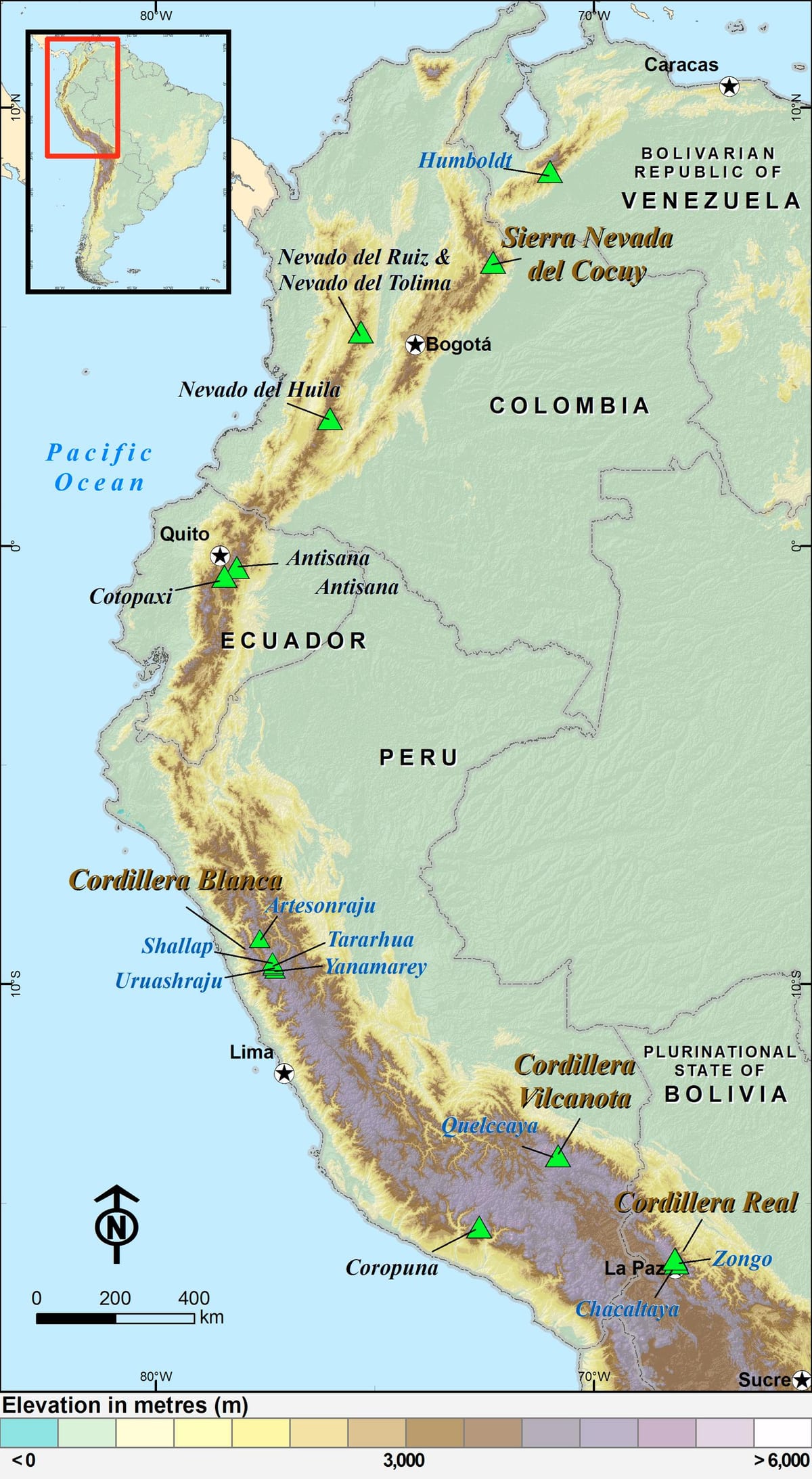 Peruvian ਆਨਡੀਸ ਦਾ ਨਕਸ਼ਾ