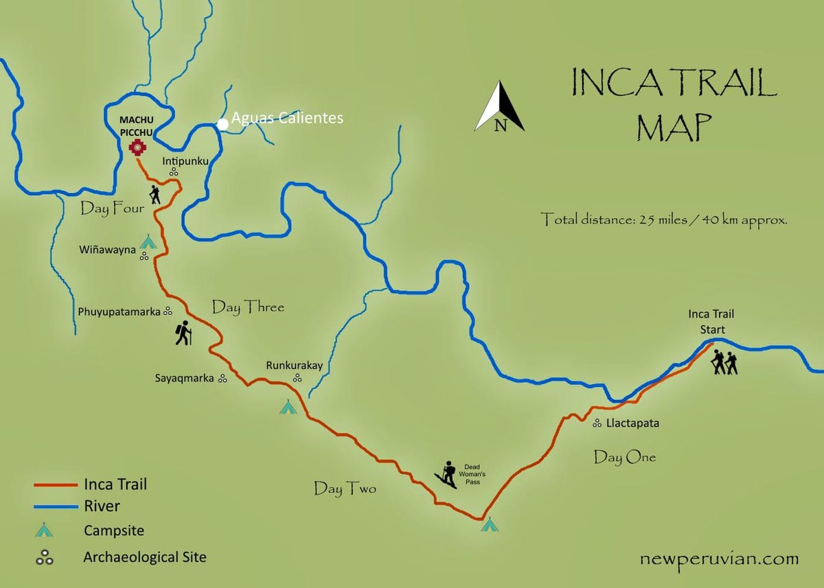 ਨਕਸ਼ਾ ਦੇ inca trail ਪੇਰੂ