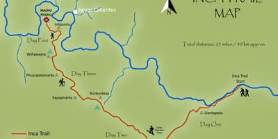 ਨਕਸ਼ਾ ਦੇ inca trail ਪੇਰੂ